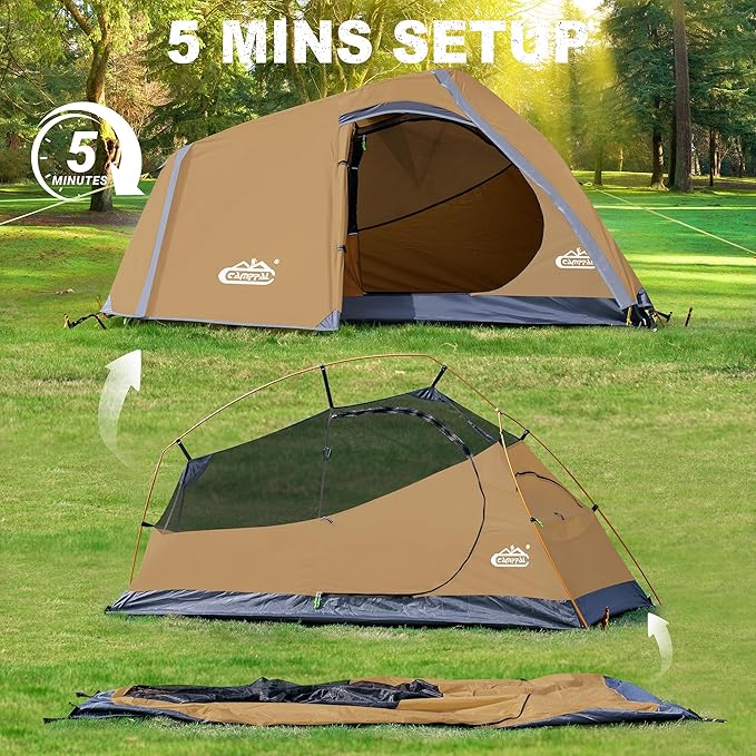 1 Person Backpacking Tent Waterproof Windproof Single Person Tent Lighweight Compact One Person Tent for Camping, Hiking