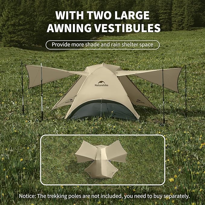 Naturehike Star River UL 2 Person Backpacking Tent, Double Layer Waterproof Two Person Tents, Lightweight Backpacking Cycling 2 Person Tent