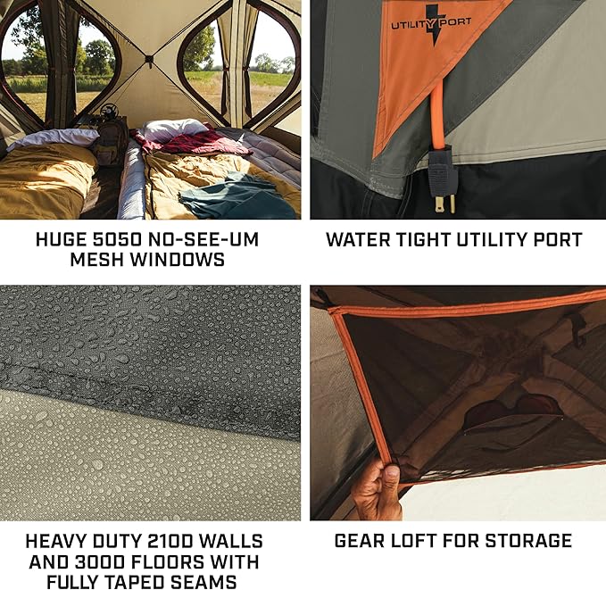 Bushnell Tent | Instant Pop Up 3P / 4P/ 6P / 8P Hub Style Tents | Best Pop Up Tent for Camping, Hiking, Family Camping, Hunting, Fishing, and Basecamp