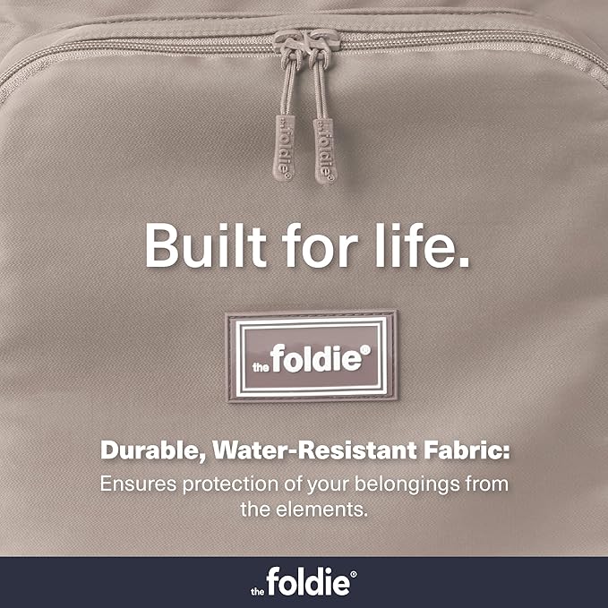 The Foldie Packable Backpack for Travel 32L - Lightweight Foldable Backpacks with Trolly Sleeve & RFID Protection - Water-repellent Casual Daypack Backpacks for Hiking, Camping & Gym - Beige