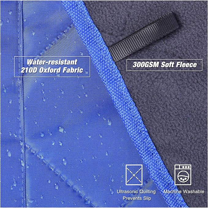 REDCAMP Large Waterproof Stadium Blanket for Cold Weather, Soft Warm Fleece Camping Blanket Windproof for Outdoor Sports, Blue