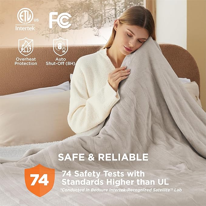 Bedsure Electric Blanket King Size - Dual Control Heated Blanket King Size, Fast Heating with 10 Time Settings & 10 Heat Settings, Warm Gift for Grandma (100x90 inches, Cream)