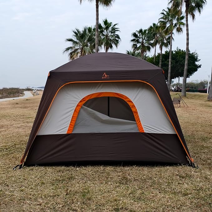 KTT Large Tent 6-8-10-12 Person,Family Cabin Tents,2 Rooms,2 Doors and 4 Windows with Mesh,Straight Wall,Waterproof,Double Layer,Big Tents for Outdoor,Picnic,Camping,Family Gathering