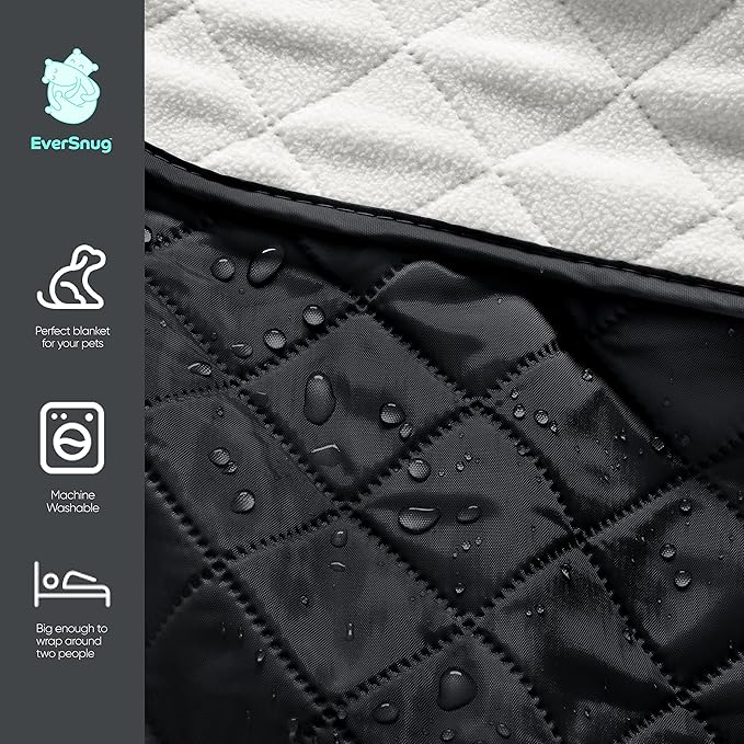 EverSnug Large Waterproof Outdoor Blanket - Extra Thick Premium Quilted Fleece, Waterproof & Windproof, Great for Camping, Picnics, Beaches, Stadiums, Dogs