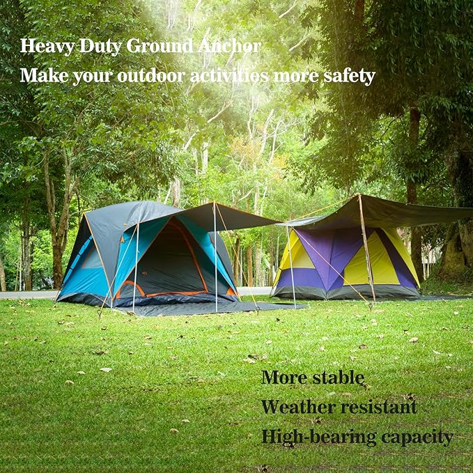 18.7" Ground Anchor, Heavy Duty Earth Anchors Swing Sets Anchor Kit with T-Handle Hex Wrench for Gazebo,Mobile Home,Camping Tent, Inflatable Castles, Sheds, Trampoline,Carports(Ring,4Pcs)