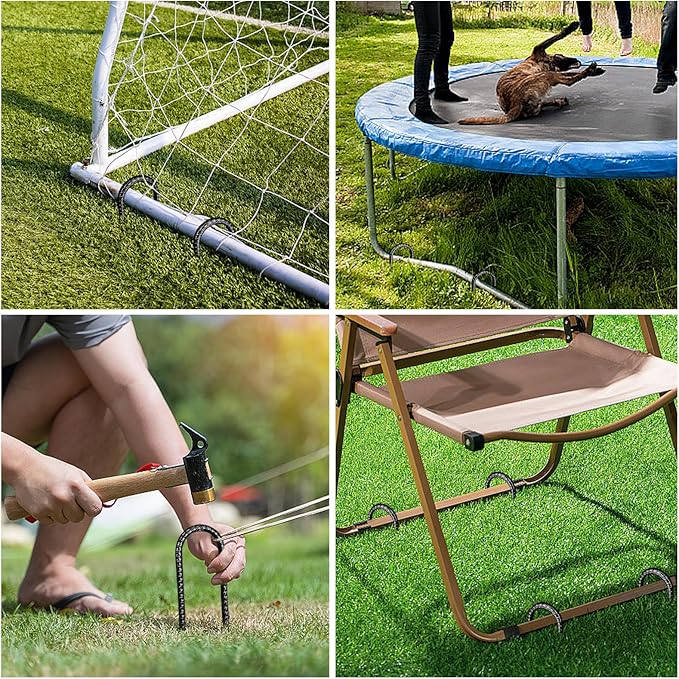 12 Inch Rebar Stakes,10 Packs Heavy Duty Metal U Hook Garden Ground Stakes for Camping Tent Canopy or Supporting for Garden Landscapes Fences Stakes(U Shape-Black, U-12"x0.3"-10pcs)