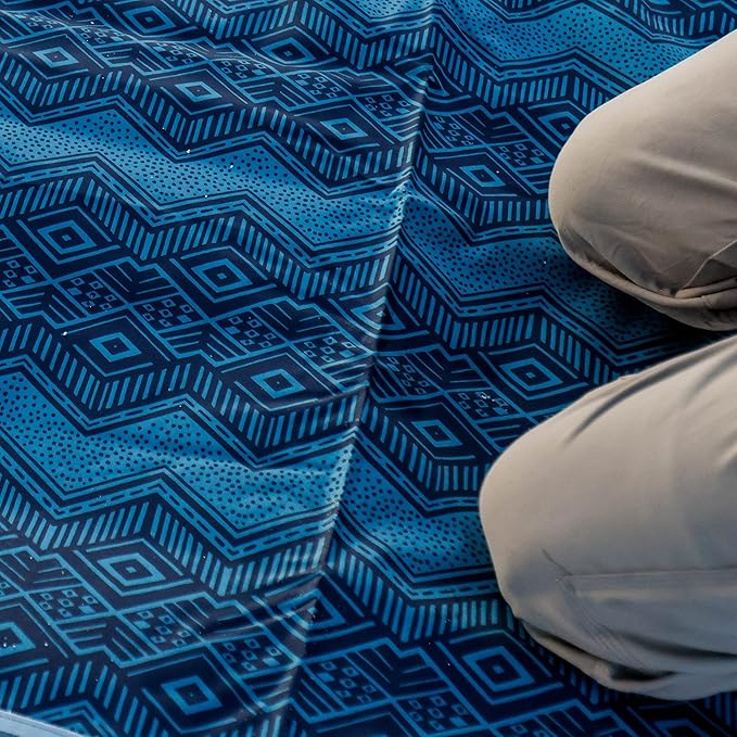 GRAND TRUNK Meadow Mat Large - Waterproof Outdoor Blanket for Picnic, Beach & Camping, Stakes Included (Blue Nile)