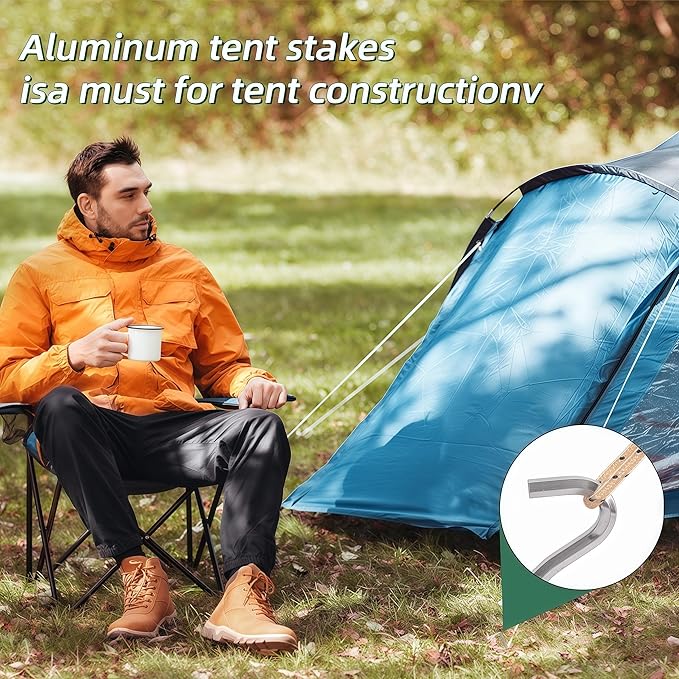 15pcs Tent Stakes, 7 Inch Aluminum Alloy Tent Pegs Tarp Camping Stakes Garden Edging Fence Hooks, Landscape Pins for Outdoor Camping, Gardening, Hiking