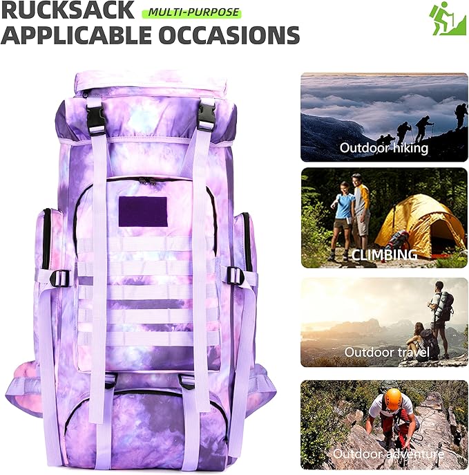King'sGuard 70L Camping Hiking Backpack for Men Women Large Military Tactical Backpack Molle Rucksack Backpack for Outdoor