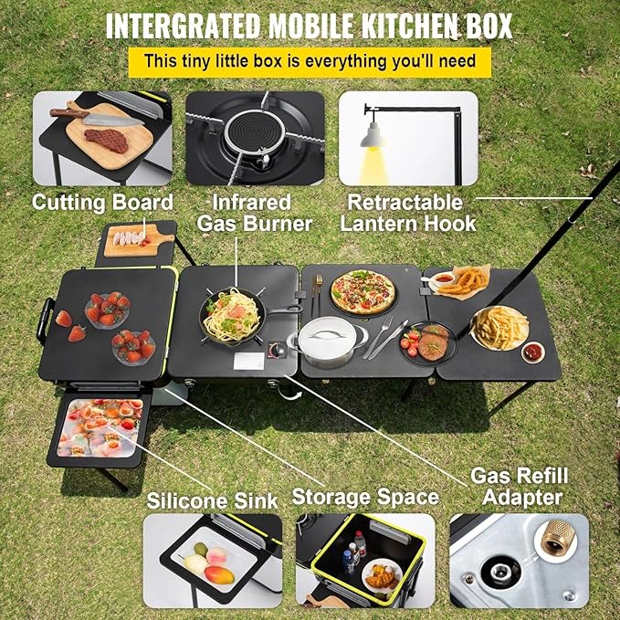Portable Multifunctional Outdoor Kitchen Station with Wheels