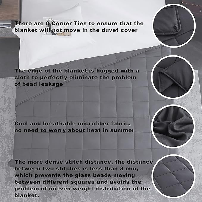 L'AGRATY Weighted Blanket - 40"x60" 7lbs Cooling Breathable Weighted Microfiber Material with Glass Beads Small Blanket for All-Season Summer Fall Winter Soft Thick