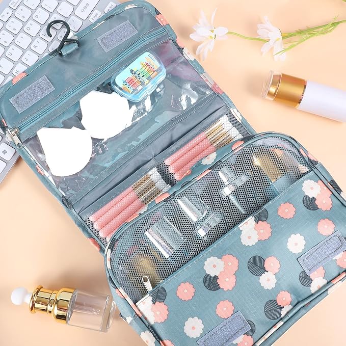 Pengxiaomei Toiletry Bag with Hook, Waterproof Hanging Cosmetic Bag Portable Travel Makeup Pouch Multifunction Handle Toiletry Bag for Women Mothers Day Gifts