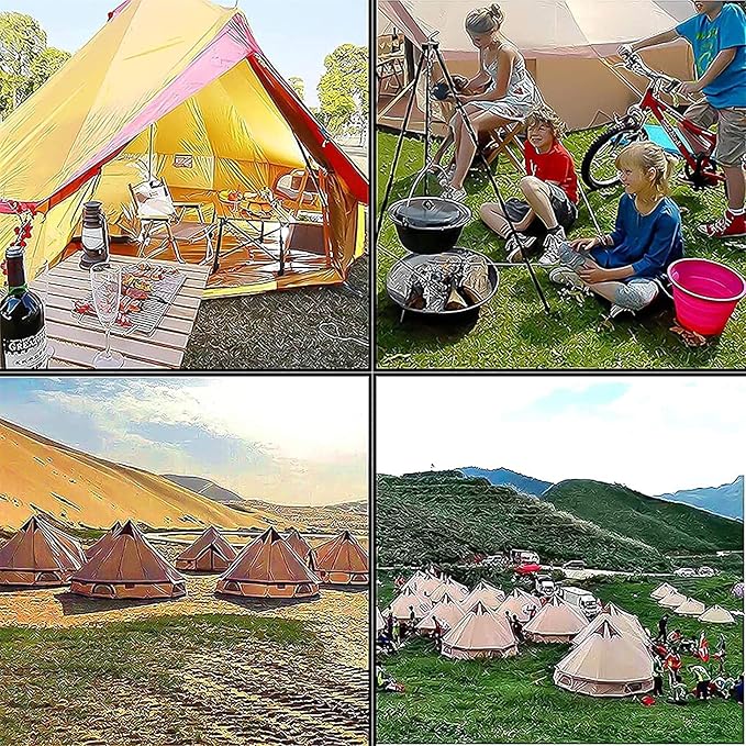 Tent Canvas Tent with Stove Hole Cotton Canvas Tents Yurt Tent for Camping 4-Season Waterproof Tent for Family Camping Outdoor Glamping, Luxury Teepee