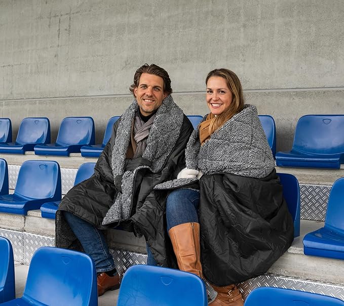 Sherpa Waterproof Outdoor Blanket. Large Sherpa Camping & Stadium Blanket for Cold Weather. Perfect for Picnic, Sports, Concerts, Outdoors, Boat. Windproof, Extra Warm, Machine Washable.