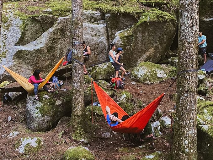 KAMMOK: Roo Double Hammock | Made from Strong & 100% Recycled Water Resistant Ripstop Fabric | Comfortable, Packable, Lightweight (Lifetime Adventure Grade Warranty), Granite Gray