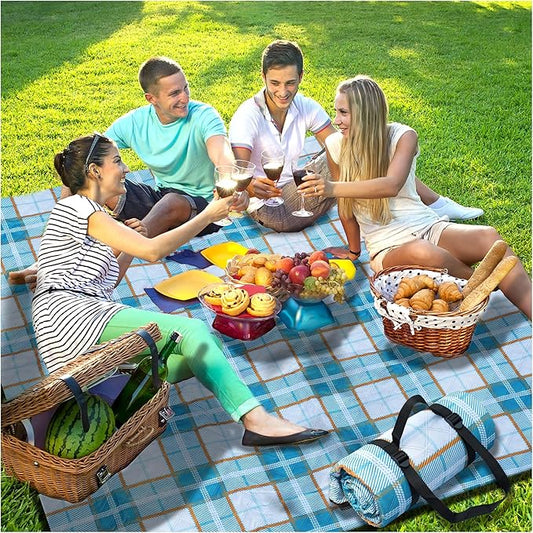 Extra Large Picnic Blankets Lightweight 80x80 Oversized Waterproof Sandproof Outdoor Beach Blanket Camping Grass Mat Vaction Essential Park Accessories Grass Garden Must Have Ground Backyard Supplies
