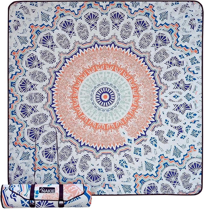 Nakie Picnic Blanket - Extra Large, Waterproof, Machine Washable, Easy Storage. Perfect for Camping, Picnics & Outdoor, Children by The Beach or Playing with Dog, 2m x 2m cm (Sound of Summer)