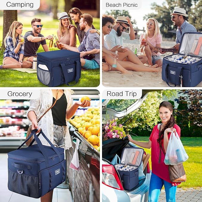 SUNUP 48 Cans Soft Sided Insulated Cooler Bag, Collapsible Large Lightweight Ice Chest, Portable Leak-Proof Cooler for Travel, Camping, Beach, Grocery