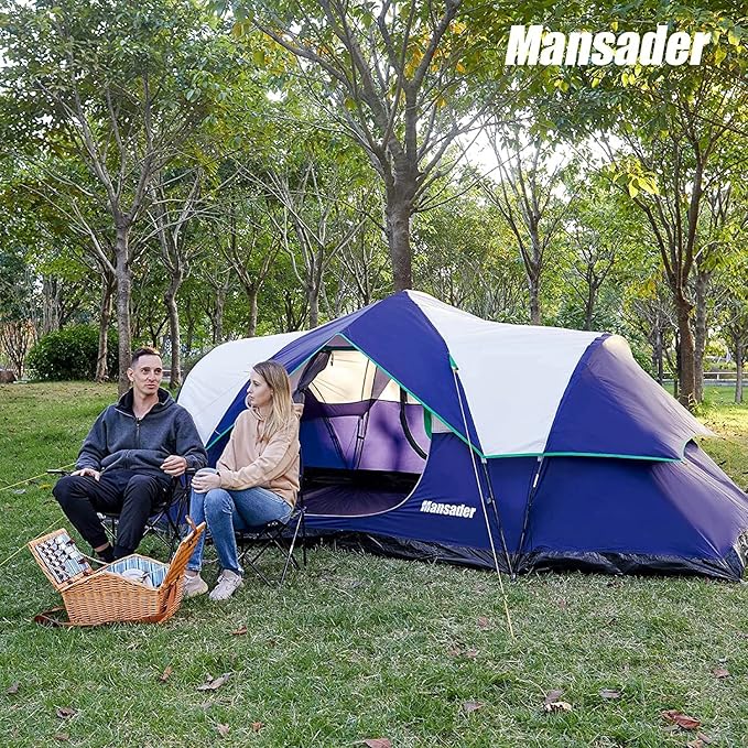 6 Person Family Camping Tent,Waterproof Windproof with Top Rainfly,Easy Set Up,Pop Up Tent for Outdoor Camping Hiking Trave
