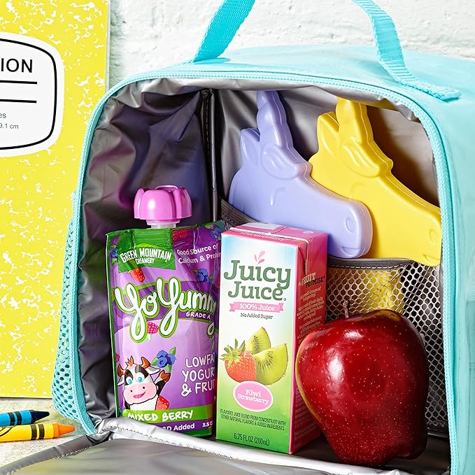 Cool Coolers Kids Lunch Box Ice Packs, Slim Ice Packs for Lunch Bags, Reusable-Multicolored 4 Pack (Unicorn)
