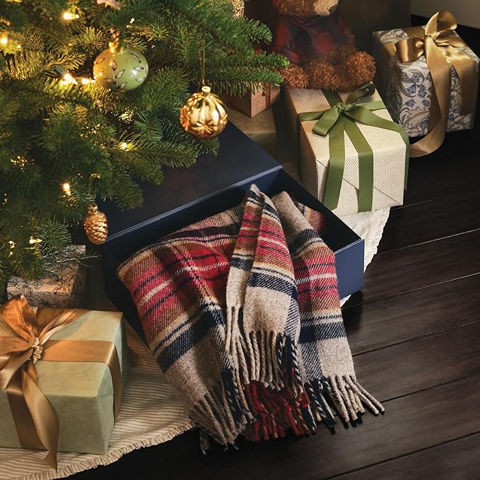 Pendleton Wool Blanket - Camping Blanket with Leather Strap Carrier - Plaid, Soft, Virgin Wool, Backpacking Blanket for Warmth and Comfort, Outdoor Adventures, Travel, Picnics, and Cozy Home Comfort