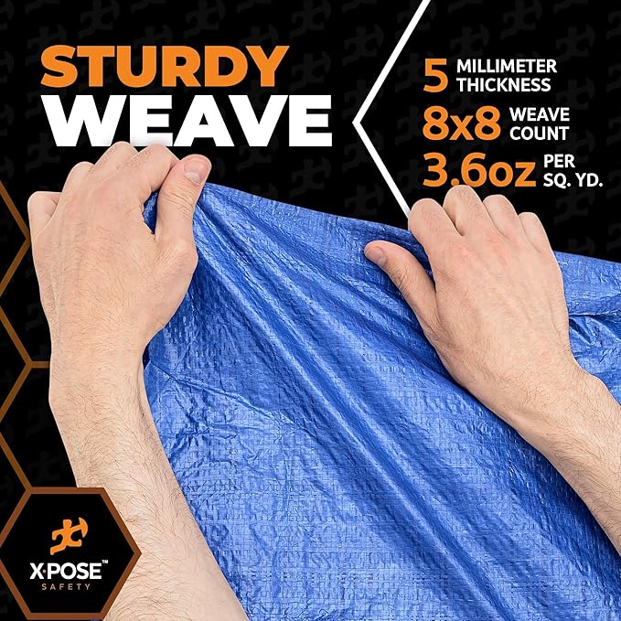 Better Blue Poly Tarp 30' x 30' - Multipurpose Protective Cover - Lightweight, Durable, Waterproof, Weather Proof - 5 Mil Thick Polyethylene - by Xpose Safety
