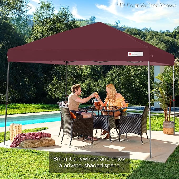 Best Choice Products 12x12ft Pop Up Canopy Tent, Outdoor Shade, 1 Person 1 Minute Set Up, Carry Case, 4 Weight Bags - Burgundy