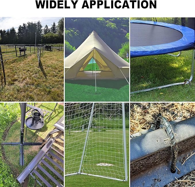 10-Inch Trampoline Stakes Heavy Duty U Shaped Rebar Ground Stakes Ground Anchors for Sporting Goods Security, House Construction (12)