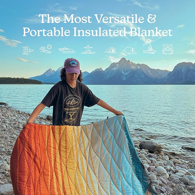 Nomadix Yellowstone Puffer Blanket – Water-Resistant, Eco-Friendly Insulated Blanket with Snaps for Camping, Beach, and Travel, Made from Recycled Materials