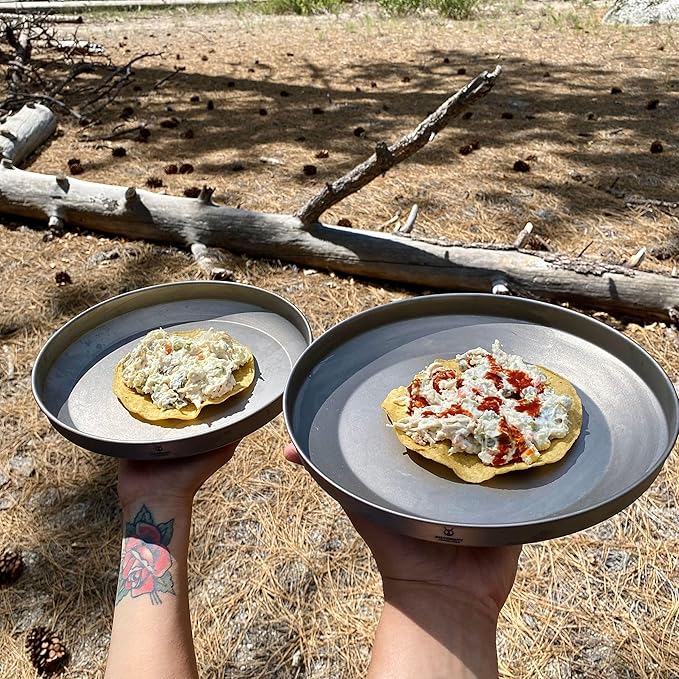 SILVERANT Titanium Trek Plate - Ultralight, Durable Camping Dish Pan Plate - Outdoor Kitchen Essential for Backpacking & Camping - 900ml