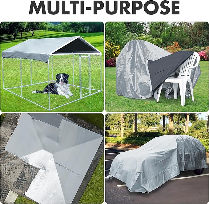 Tarp Heavy Duty 10x12ft Waterproof Tarps,10mil Uv Resistant,Multipurpose Silver/Black Tarps for Cars,Camping,Roof,Ship,Garden.by-MVPNET