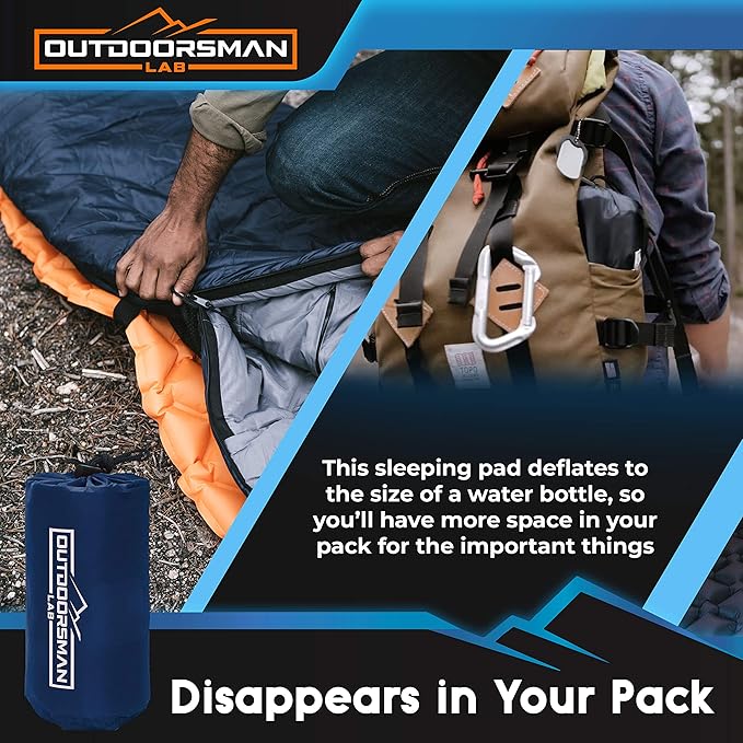 Sleeping Pad for Camping - Patented Camp Mat, Ultralight - Best Compact Inflatable Air Mattress for Adults & Kids - Lightweight Hiking, Backpacking, Outdoor & Travel Gear