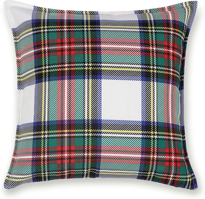 Hofdeco Premium Classic Christmas Holiday Winter Heavy-Weight Canvas Decorative Throw Pillow Cover ONLY for Couch, Sofa, Bed, Scottish Tartan Plaid with Sherpa Back, 20"x20"