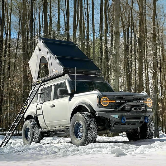 Naturnest Polaris Hardshell Rooftop Tent with 2 Luggage Racks, Car Roof Top Tent with AC Inlets, 3-Color LED Lights and Internal USB Plug for Vans, Jeeps, SUVs and Trucks, 2-3 Person Tents