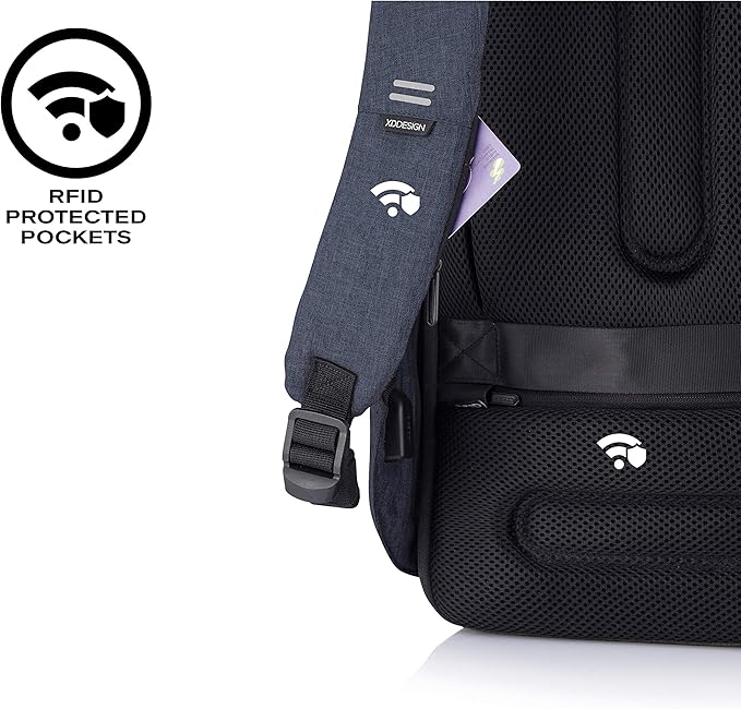 XDDesign Bobby Hero 20 Liter Anti Theft Laptop Backpack with Padded 17" Laptop Sleeve, Recycled Material, Waterproof, USB Charging Port, travel backpack carry on flight approved for men and women