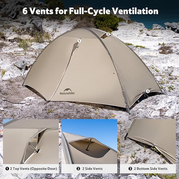 Naturehike Giling 1/2 Person Backpacking Tent 4 Season Lightweight Tent for Hiking & Bikepacking Easy Setup 3000mm Waterproof Ultralight CampingTents for Outdoor Cycling