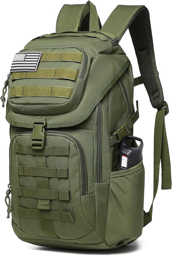 Wotony Tactical Assault Pack Backpack Molle Military Backpack Outdoor Hiking Camping Rucksack Waterproof backpack for men (army green, 25L)