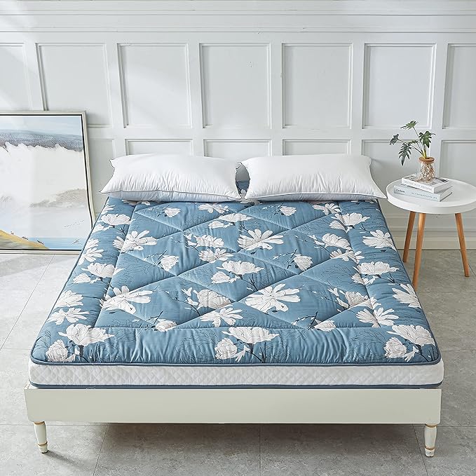 Japanese Twin Foldable & Portable Roll up Camping Mattress, Thicken Sleeping Mattress with Flower Pattern