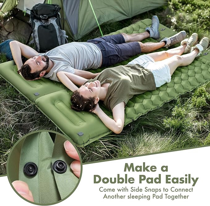 Sleeping Pad for Camping - 4” Thick Inflatable Camping Mat with Built-in Pump & Pillow, Ultralight Self Inflating Camping pad, Backpacking Sleeping Mat for Hiking, Tent, Traveling