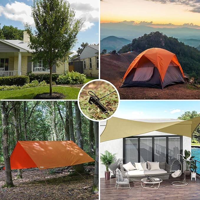 16 Pcs Plastic Stakes 12 inch Heavy Duty Tent Stakes, Replacement Inflatables Stakes, Outdoor Yard Ground Anchor for Christmas Decorations Garden Tent, Camping Accessories Black