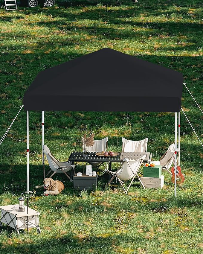 10x10 Pop Up Canopy Tent Outdoor Canopy with No Removable Sidewall One-Person Set Up Heavy Duty Commercial Instant Tent Shelter-Black