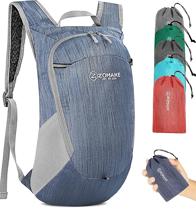 ZOMAKE Ultra Lightweight Packable Backpack 18L, Small Foldable Hiking Backpacks Water Resistant Folding Daypack for Travel(Navy Blue)