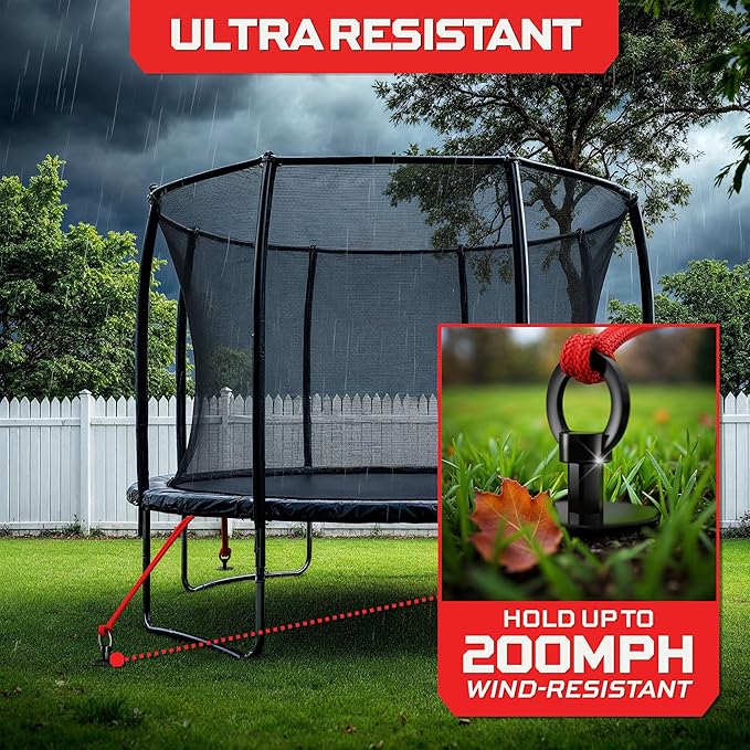 Happin® Heavy Duty Ground Anchors - Trampoline Anchors High Wind - Swing Set & Trampoline Stakes - Earth Anchors Screw in for Secure Hold - Stakes High Stability for Tents, Canopies & More (4 Pack)