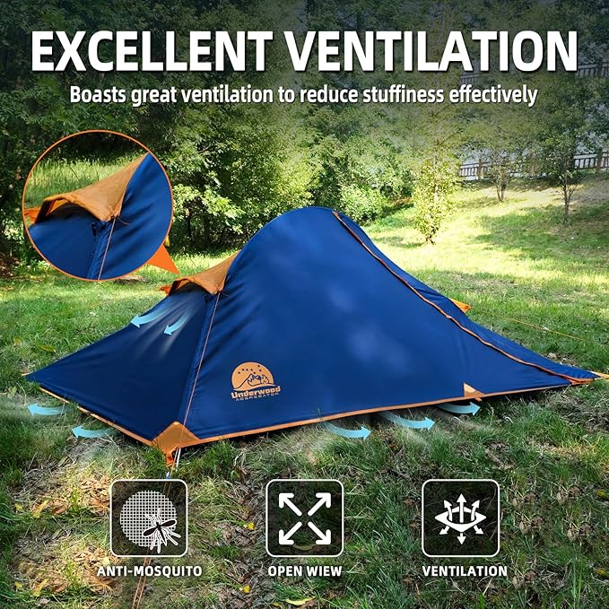 1 Person Backpacking Tent for Camping - Ultralight Waterproof Outdoor One Person Tent, Windproof Rainproof Compact Single Pole Shelter for Camping, Hiking, Hunting Travel by Underwood Aggregator