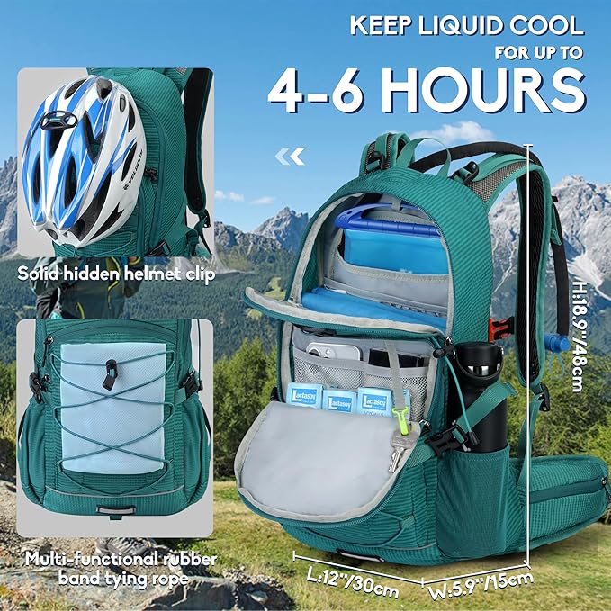 N NEVO RHINO Hydration Backpack with Water Bladder 3L, Hiking Backpack with Rain Cover, Insulation Water Daypack for Cycling Biking