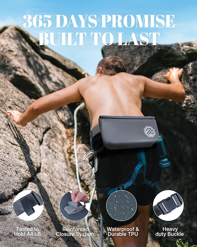 Niphean IPX7 Waterproof Fanny Pack with Magnetic One-Hand Closure, Durable Waterproof Dry Bag, for Kayaking, Paddle Boarding, Beach Cruise Essentials, 2.5L Phone Pouch Dry Bags for Men Women, Charcoal