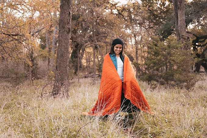 KAMMOK Mountain Blanket - Ultra-Plush Fleece, Water Resistant, Portable, Durable, Indoor/Outdoor Camp Blanket (84 in × 50 in) - Ember Orange