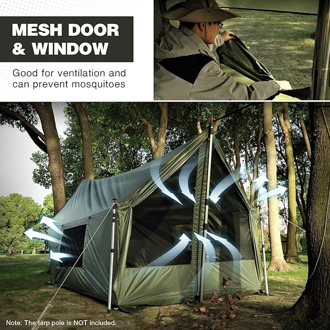 REDCAMP Large Hammock Hot Tent with Stove Jack, Waterproof & Windproof Winter Wall Tent with Snow Skirt, Ultralight 4 Season Tents for Camping, Hiking, Bushcraft, Backpacking, Hunting