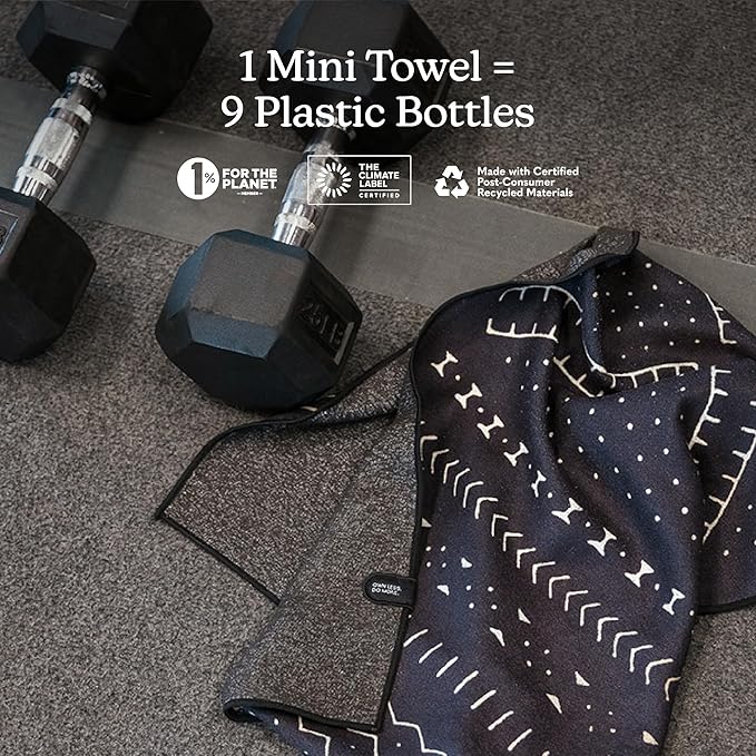 Nomadix Mini Towel - Perfect for Beach, Pool, Travel, Camping, Yoga - Made with Recycled Materials - Super Absorbent - Sand Resistant - Mud Cloth - 16x40