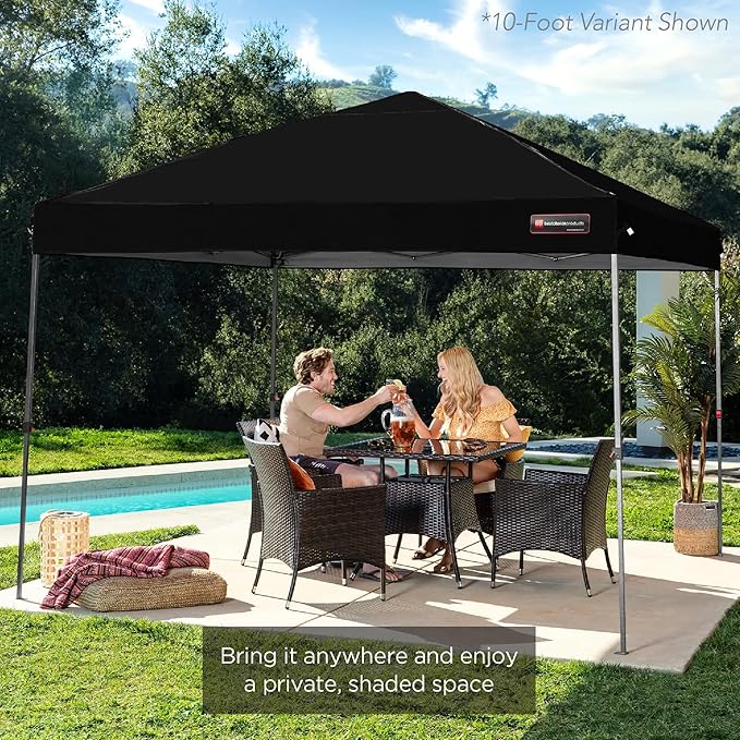 Best Choice Products 8x8ft Pop Up Canopy Tent, Outdoor Shade, 1 Person 1 Minute Set Up, Carry Case, 4 Weight Bags - Black